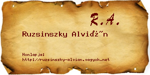 Ruzsinszky Alvián névjegykártya